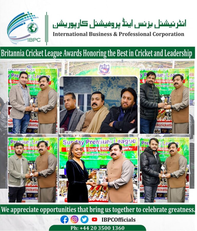 Chairman Rizwan Sulehria Honored at Britannia Cricket League Awards Ceremony