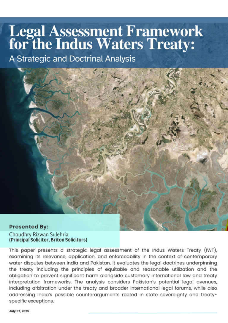 Legal Assessment Frameworkfor the Indus Waters Treaty.