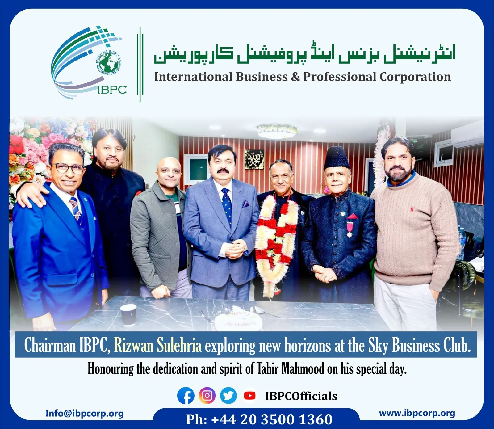 Chairman IBPC Attends Sky Social & Business Club Networking Event